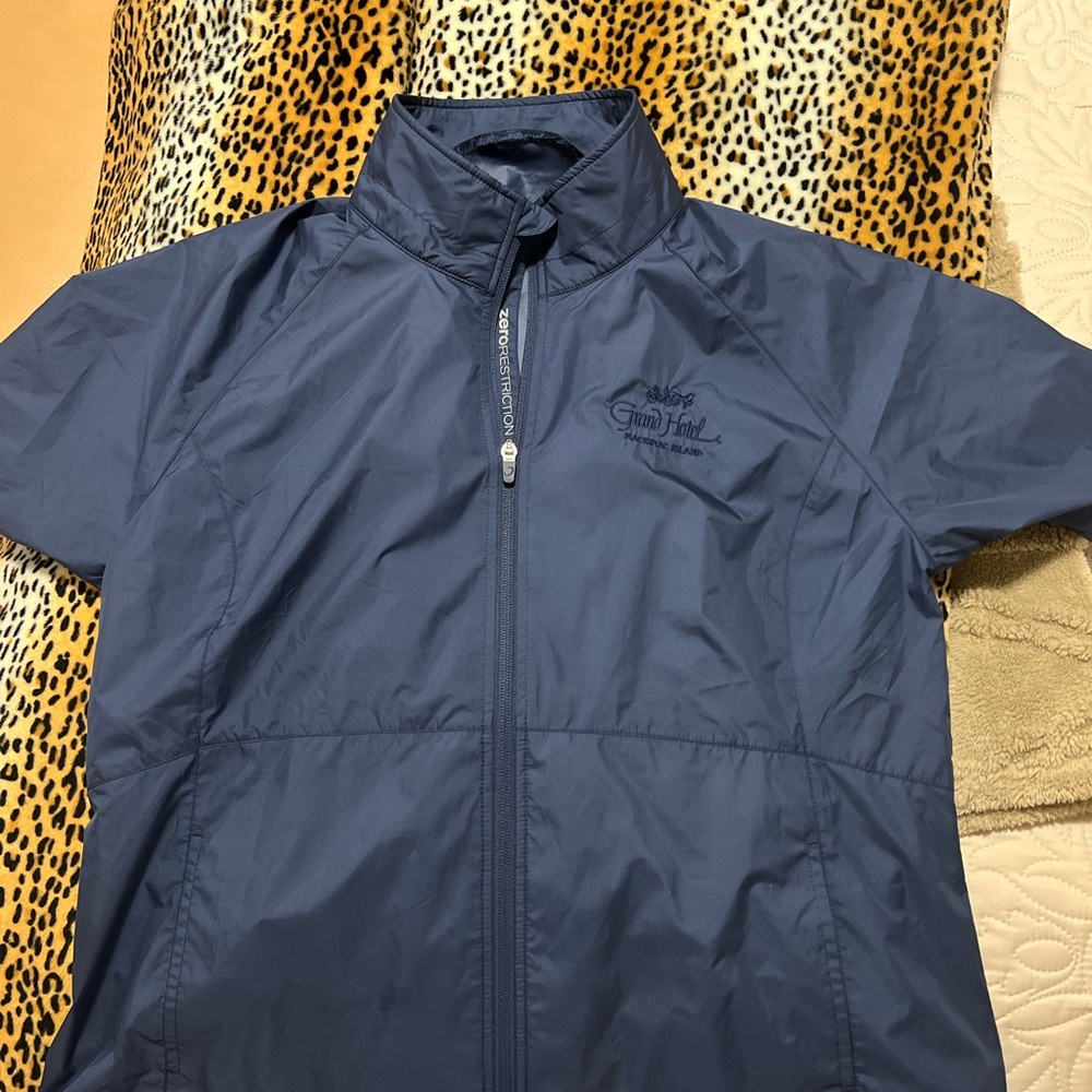 Blue Lightweight Windbreaker with Stand-Up Collar